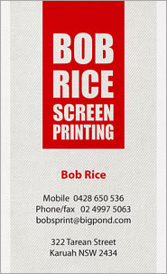 Business card for screen printery.