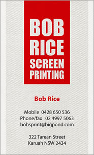 Vertical format business card.