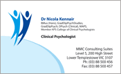 Business card for psychology practice
